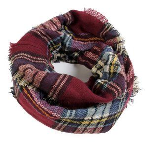 Tartan Infinity Blanket Scarf (Burgundy)